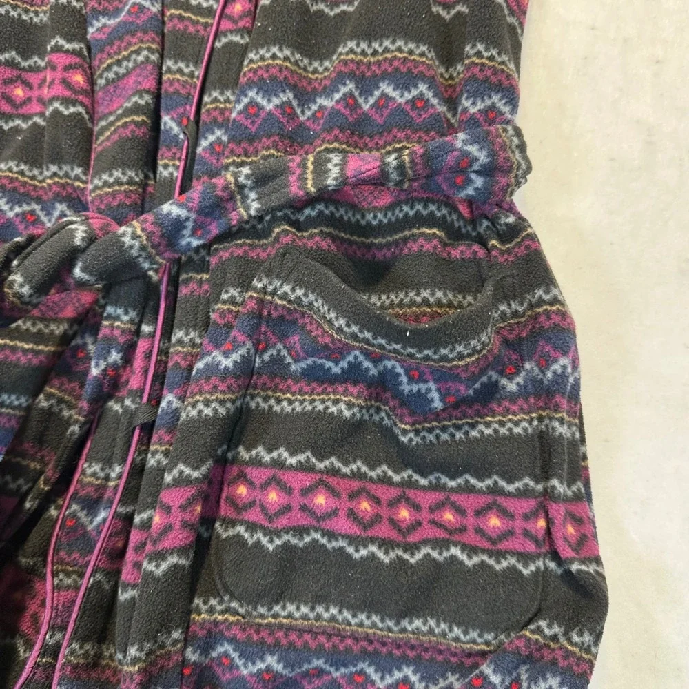 Lauren Ralph Lauren Robe Women Size M Purple Fair Isle Fleece Loungewear 8141537